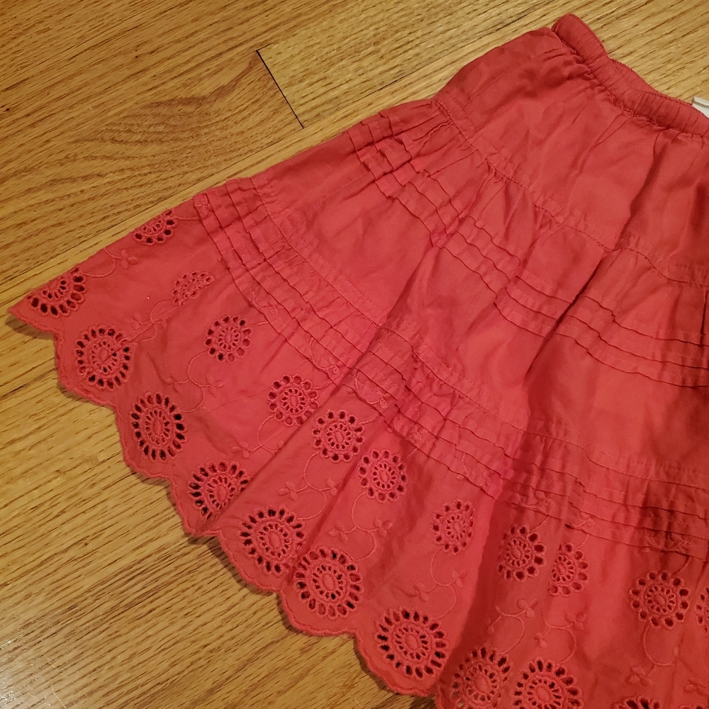 Mini Boden Coral Pink Eyelet Cotton Skirt - Picture 3 of 10